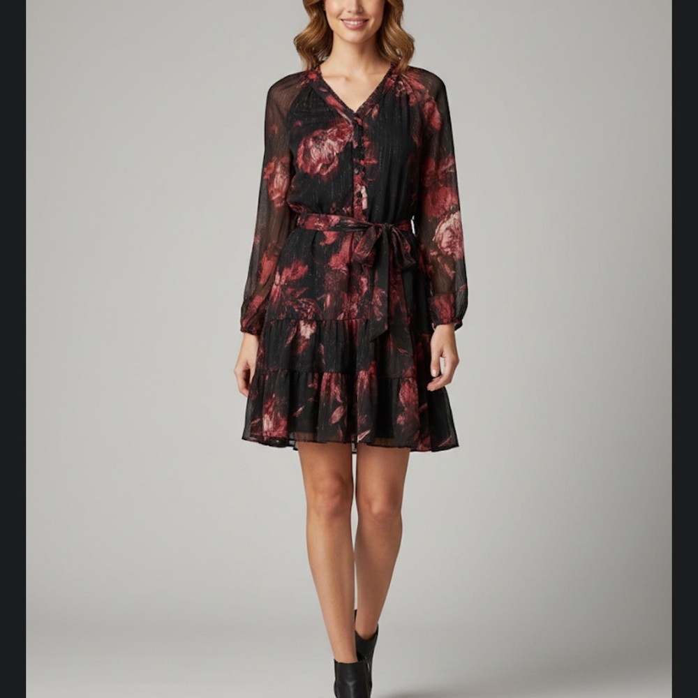 Floral Black and‎ Red Women's Dress Simply Vera